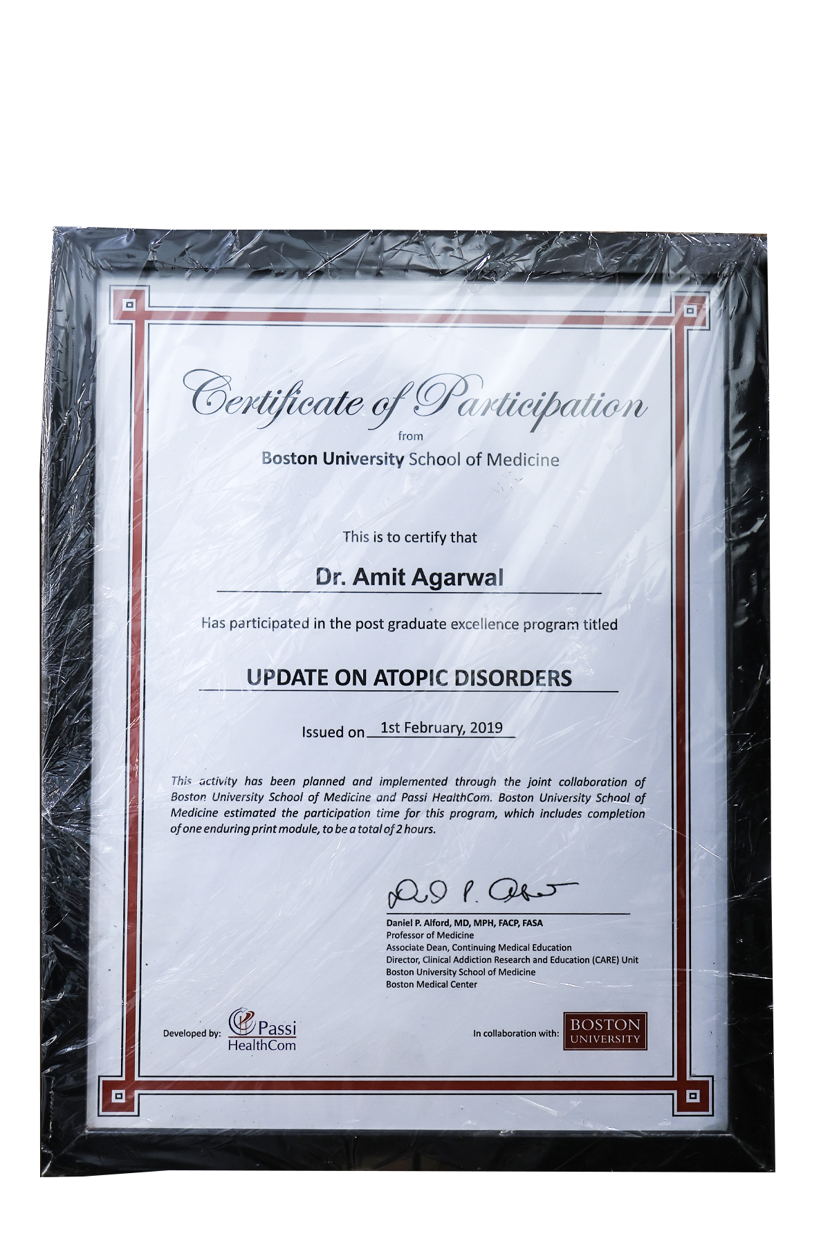 Certificate of Participation – Boston University