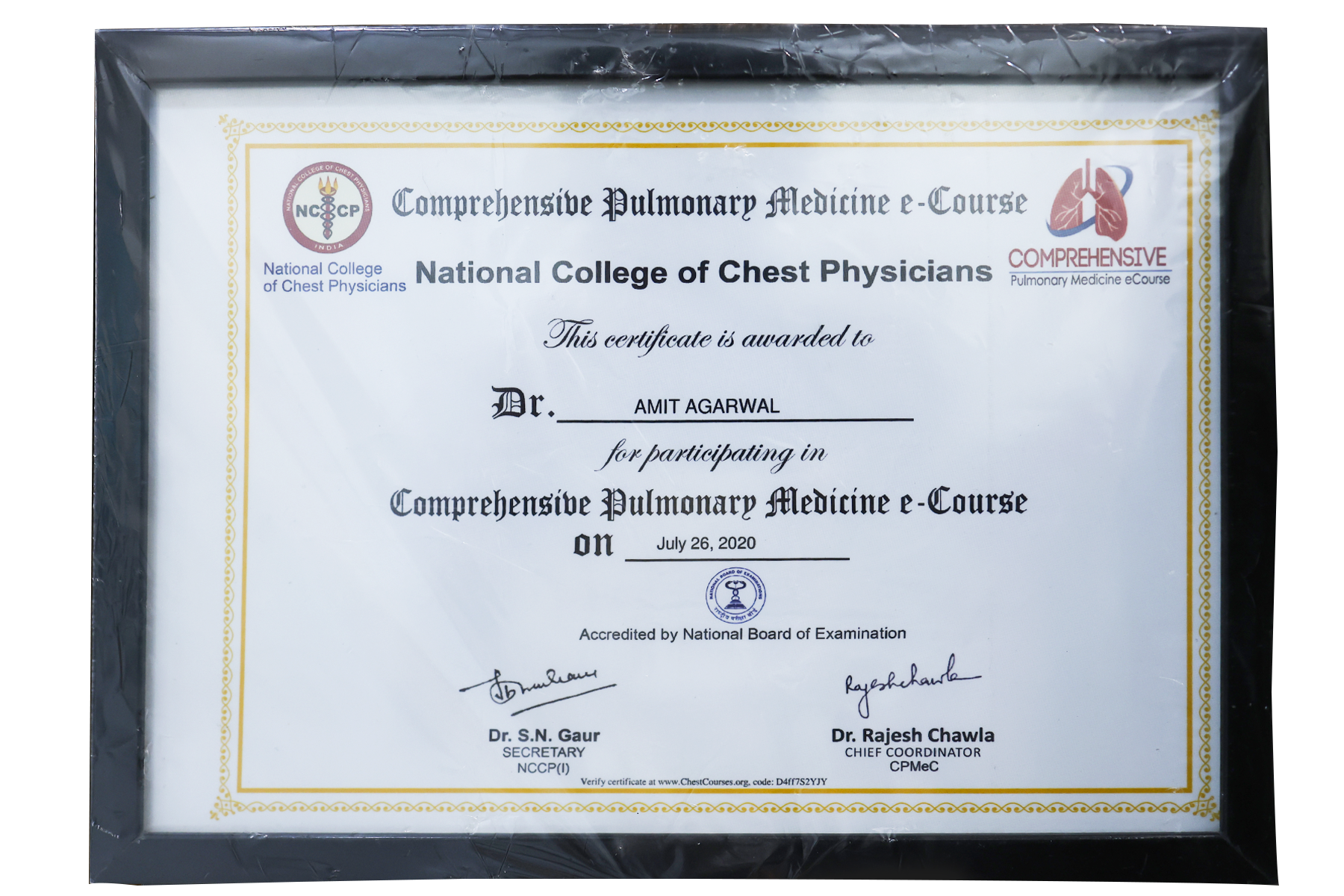 Comprehensive Pulmonary Medicine e-Course 2020 Certificate