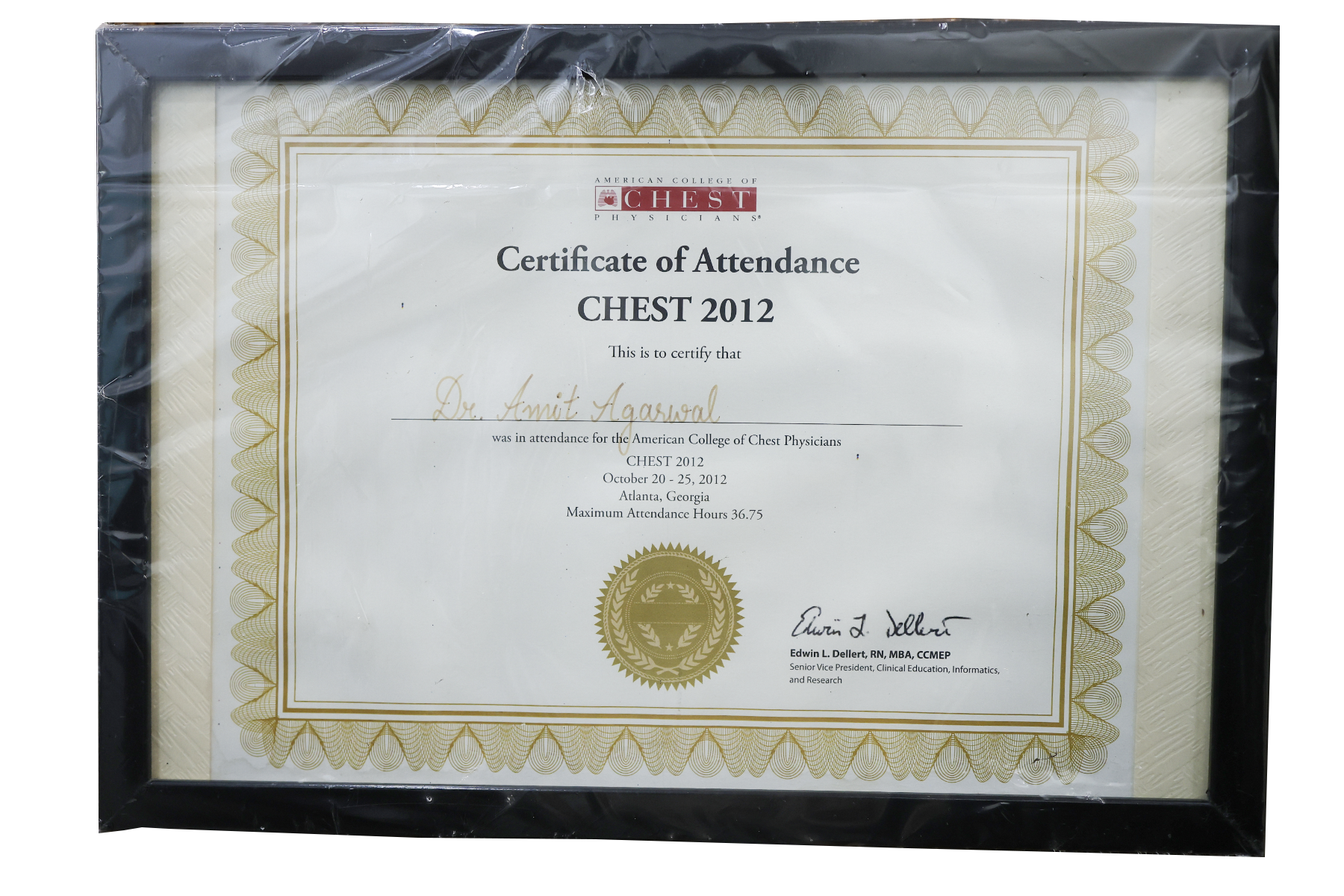CHEST 2012 – Certificate of Attendance